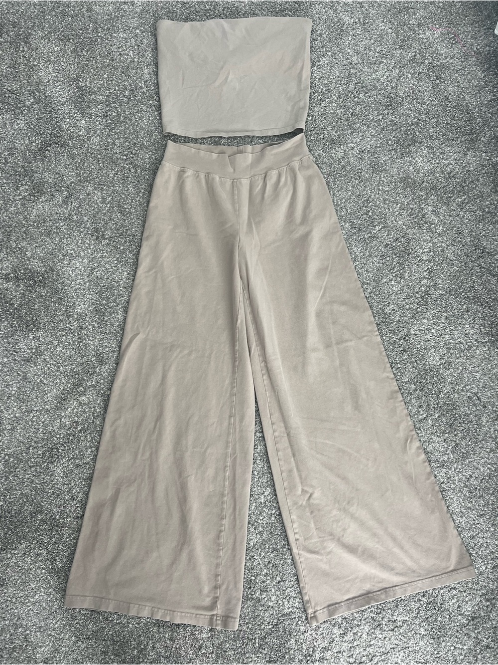 aerie Wide Leg Pants in Taupe with matching Tube top